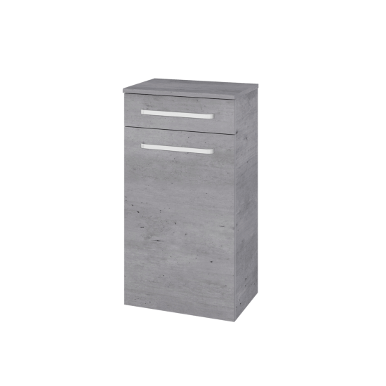 Niedriger Schrank mit Wäschekorb UNI SNDKZ 50  - D01 Beton - Griffes T01 - D25 Teak