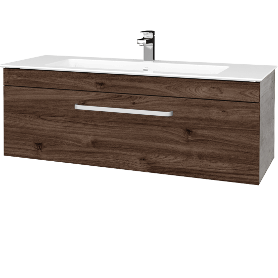 Badezimmerschrank LINEA SZZ 120  - D01 Beton - Griffes T01 - D25 Teak