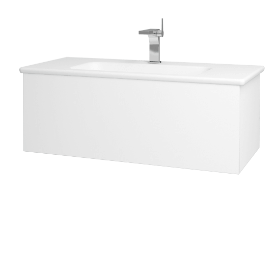 Badezimmerschrank FLAT SZZ 100 (Waschtisch Euphoria)  - N01 Weiß Hochglanz - L01 Weiß Lack Hochglanz