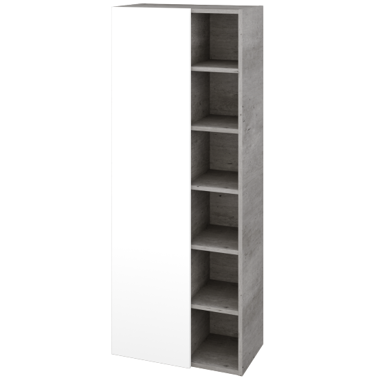 Hochschrank UNI SVDO6 60  - D01 Beton - N01 Weiß Hochglanz - Links